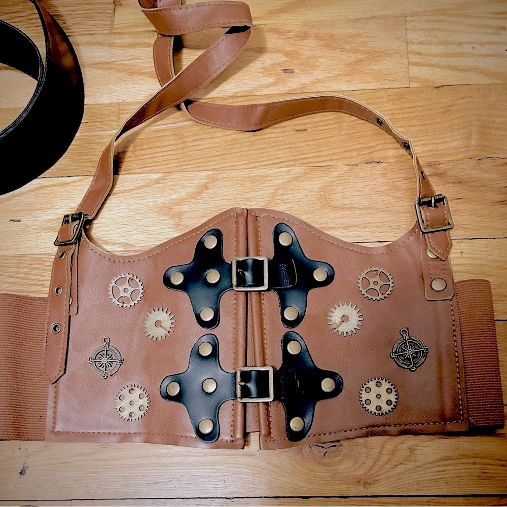 RARE Steam Punk Leather Garter Belt Corset